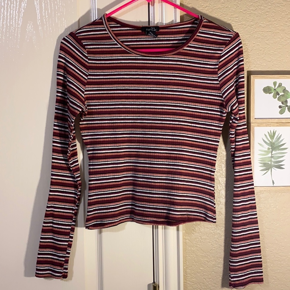 Long sleeve striped crop top great for layering!!!